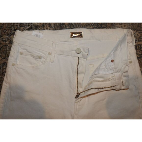 MOTHER Jeans The Looker Ankle Fray White Stretch Denim Women 31 - Picture 3 of 13